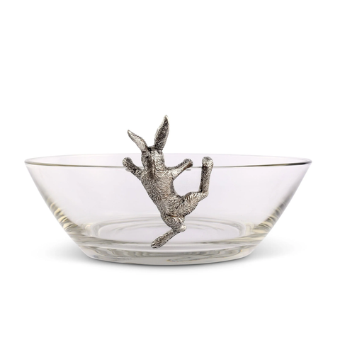 Climbing Bunny Pewter + Glass Serving Bowl
