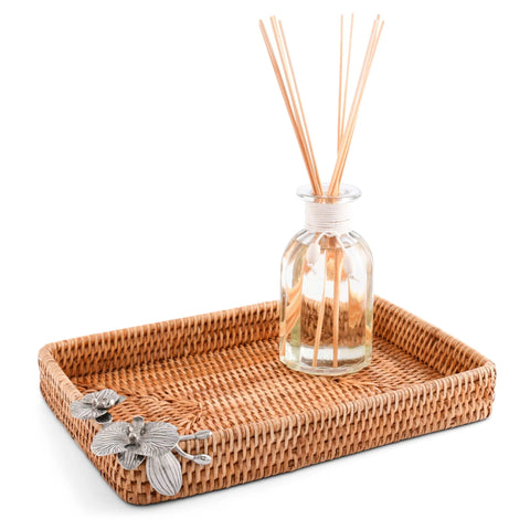 Orchid Rattan + Pewter Catchall Tray