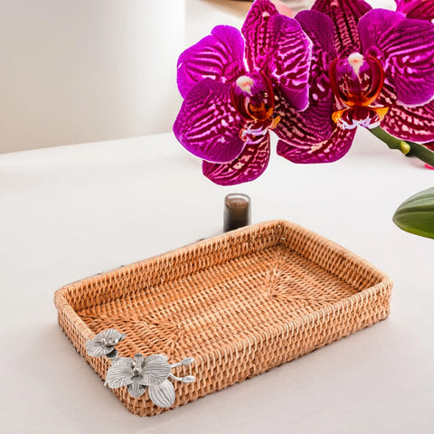 Orchid Rattan + Pewter Catchall Tray