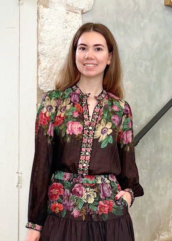Viktoria Floral Print Long Sleeve Blouse