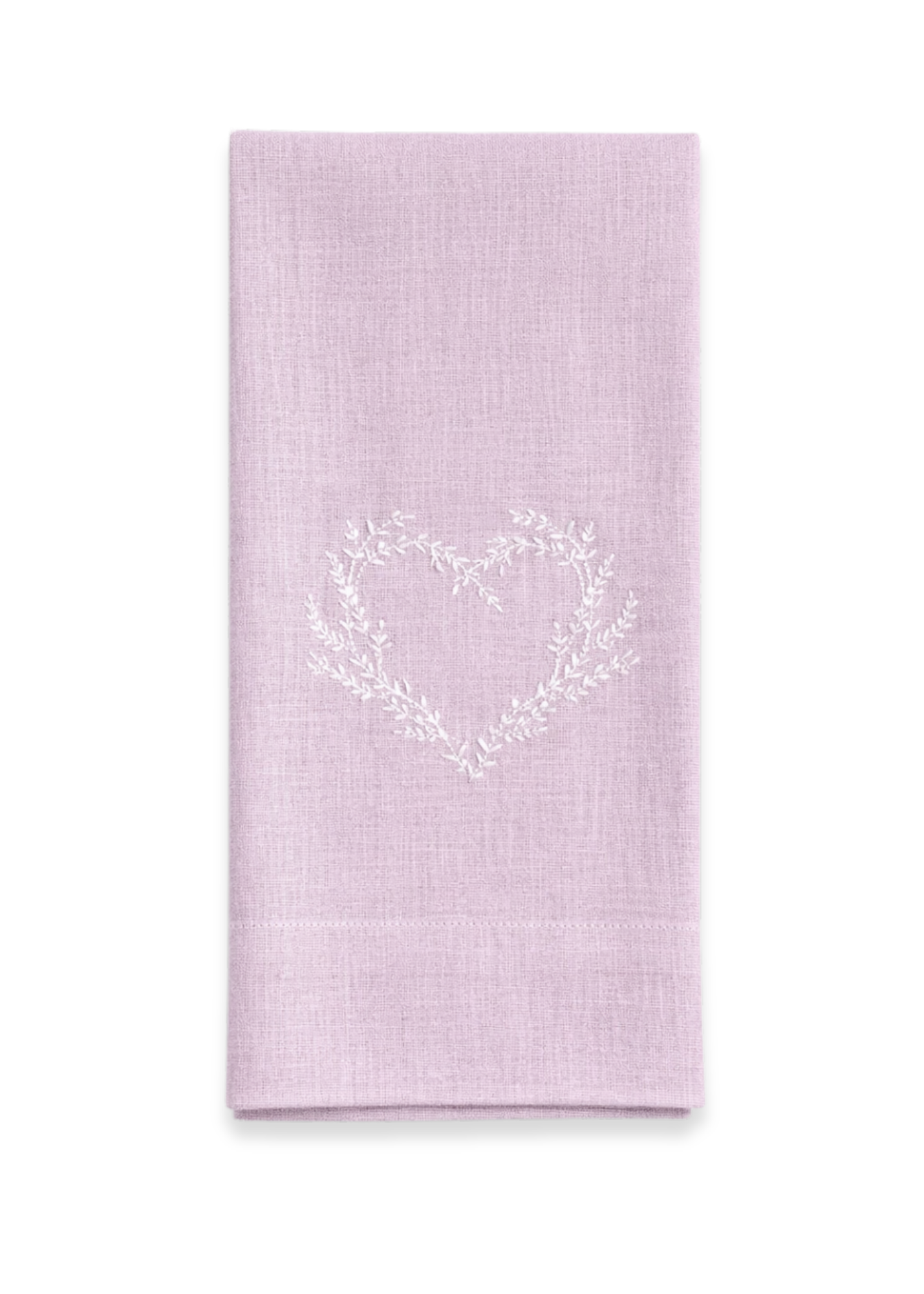 Vineyard Heart Embroidered Linen Tea Towel