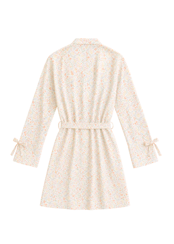 Vivian Floral Pique Long Sleeve Short Robe