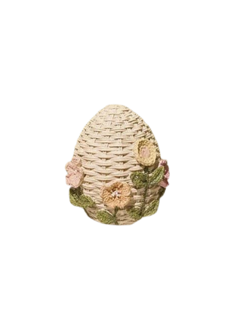 Wicker Easter Egg With Crochet Flowers