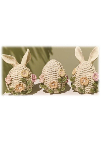 Wicker Easter Egg With Crochet Flowers
