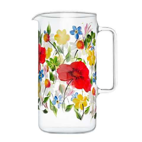 Hand Painted Glass Jug In Wildflower