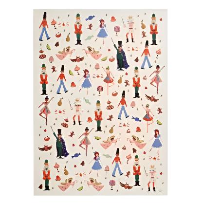 Winter White Nutcracker Illustrated Holiday Wrapping Paper Sheets Roll