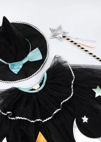 Witchy Tulle Cape, Hat + Wand Set