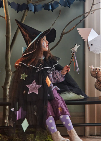 Witchy Tulle Cape, Hat + Wand Set