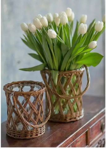 Classic Glass and Wicker Vase