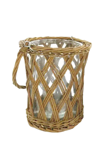 Classic Glass and Wicker Vase