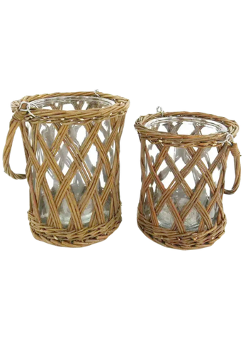 Classic Glass and Wicker Vase