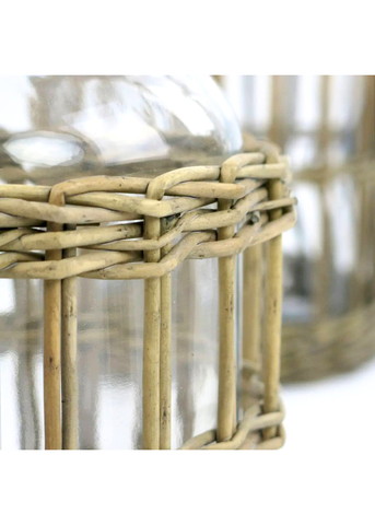 Wicker Basket with Glass Canister