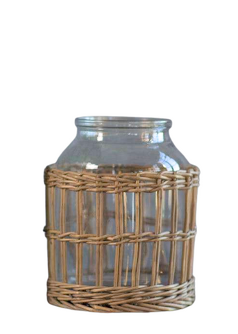 Wicker Basket with Glass Canister
