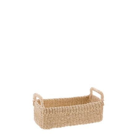 Thin Woven Abaca Handled Basket in Cream