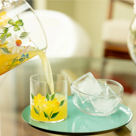 Hand Painted Crystal Tumbler Set of 4 In WIldflower