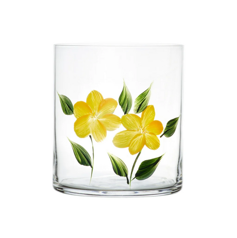 Hand Painted Crystal Tumbler Set of 4 In WIldflower