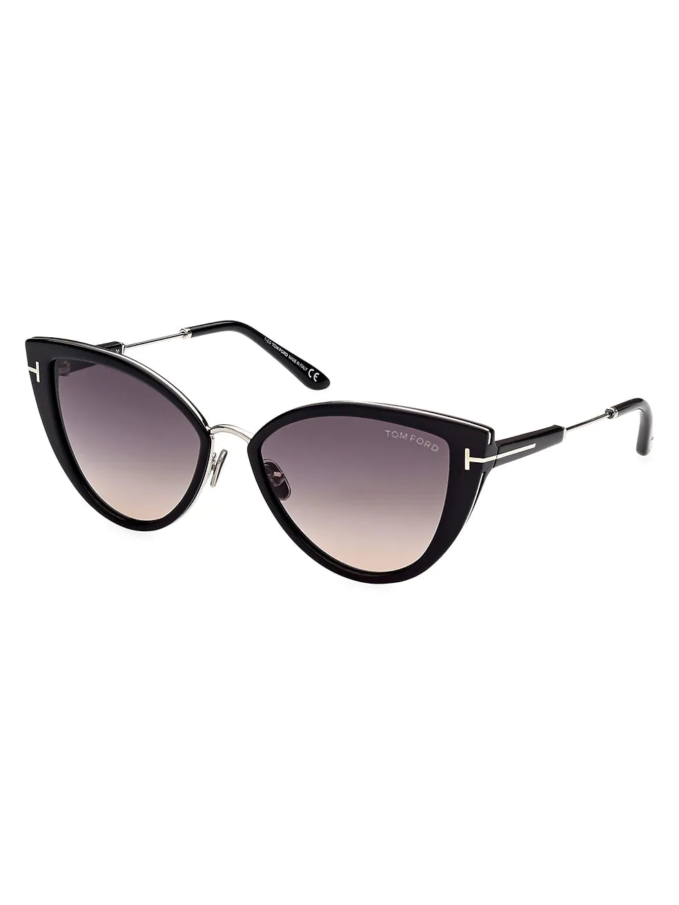 Anjelica Acetate Sunglasses in Shiny Black + Smoke Mirror