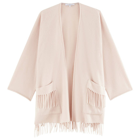 Laine Fringed Poncho in Craie