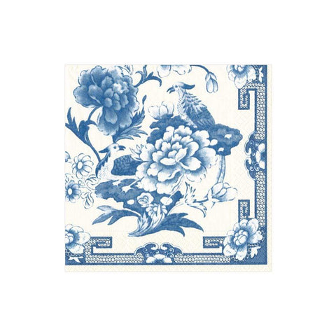 Blue + White Floral Paper Cocktail Napkin Set