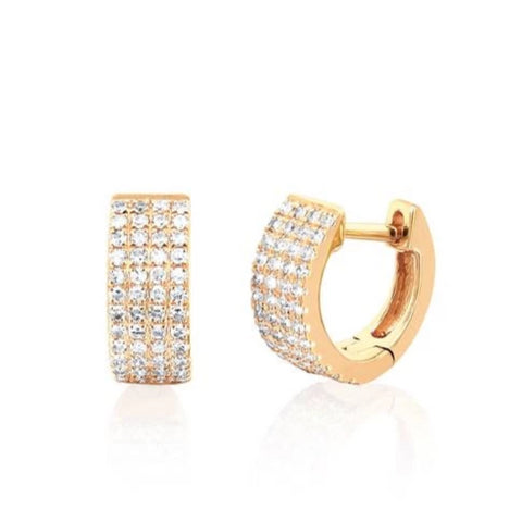 14k Jumbo Mini Diamond Huggie Earrings in Yellow Gold