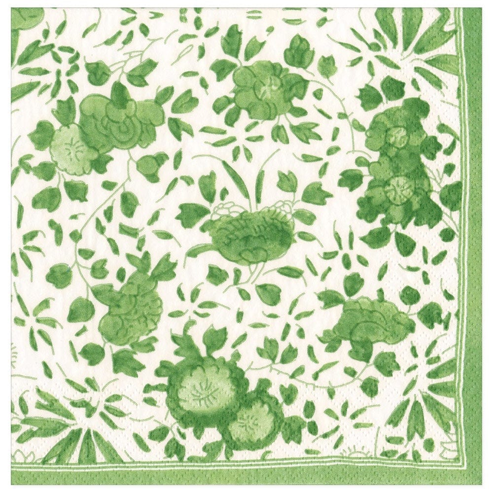 Delft Green Floral Paper Dinner Napkin Set