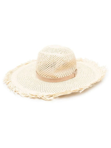 Woven Sun Hat with Suede Band in Straw