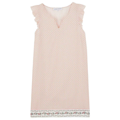 Bastide Printed Cotton Sateen Flutter Sleeve Nightgown in Glimmer