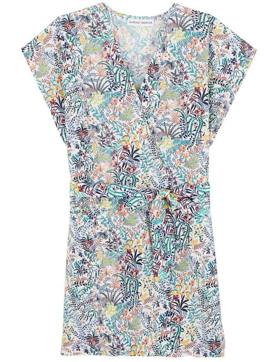 Oniric Printed Cotton Voile Short Sleeve Robe