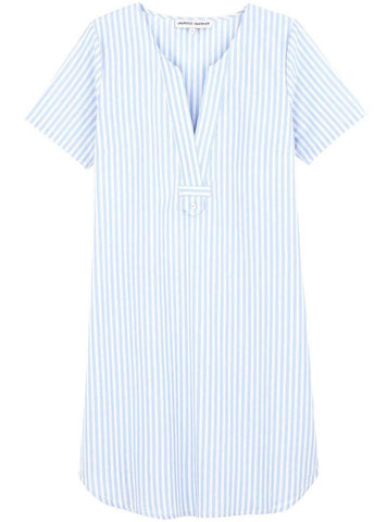 Essentiel Raye Cotton Poplin Short Sleeve Nightshirt in Horizon Stripe