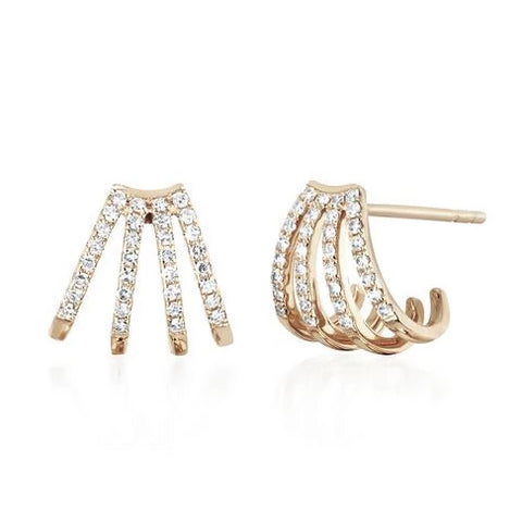 Diamond Multi Huggie Earrings in Yellow Gold