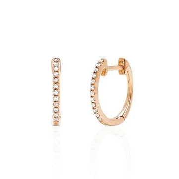 Diamond Mini Huggie Earrings in Rose Gold