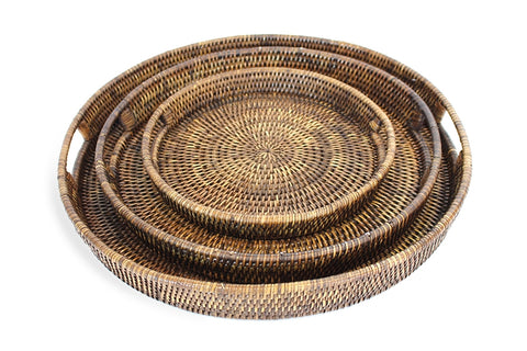 Small Round Tray in Antique Brown