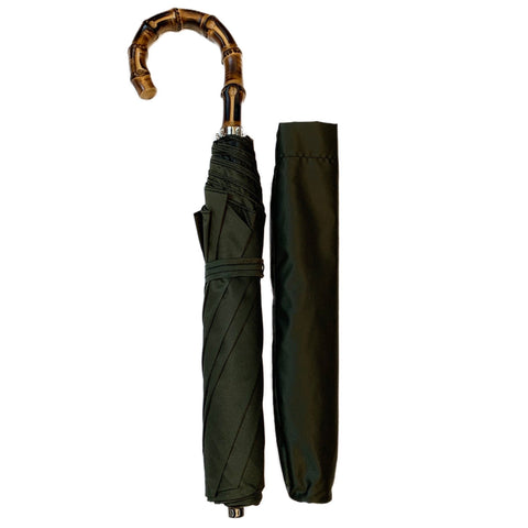 Bamboo Handled Umbrella in Army Green
