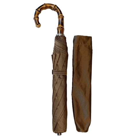 Bamboo Handled Umbrella in Coffee
