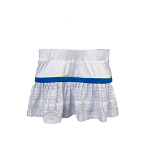 Pleated Skort with Textured Lace in White + Blue