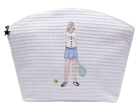 Tennis Lady White Waffle Cosmetic Bag