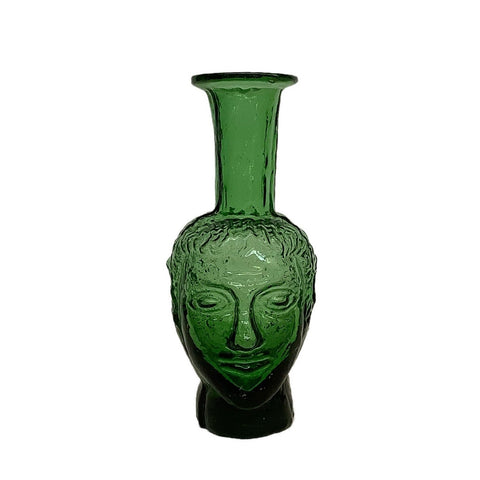 Tête Vase in Green Glass