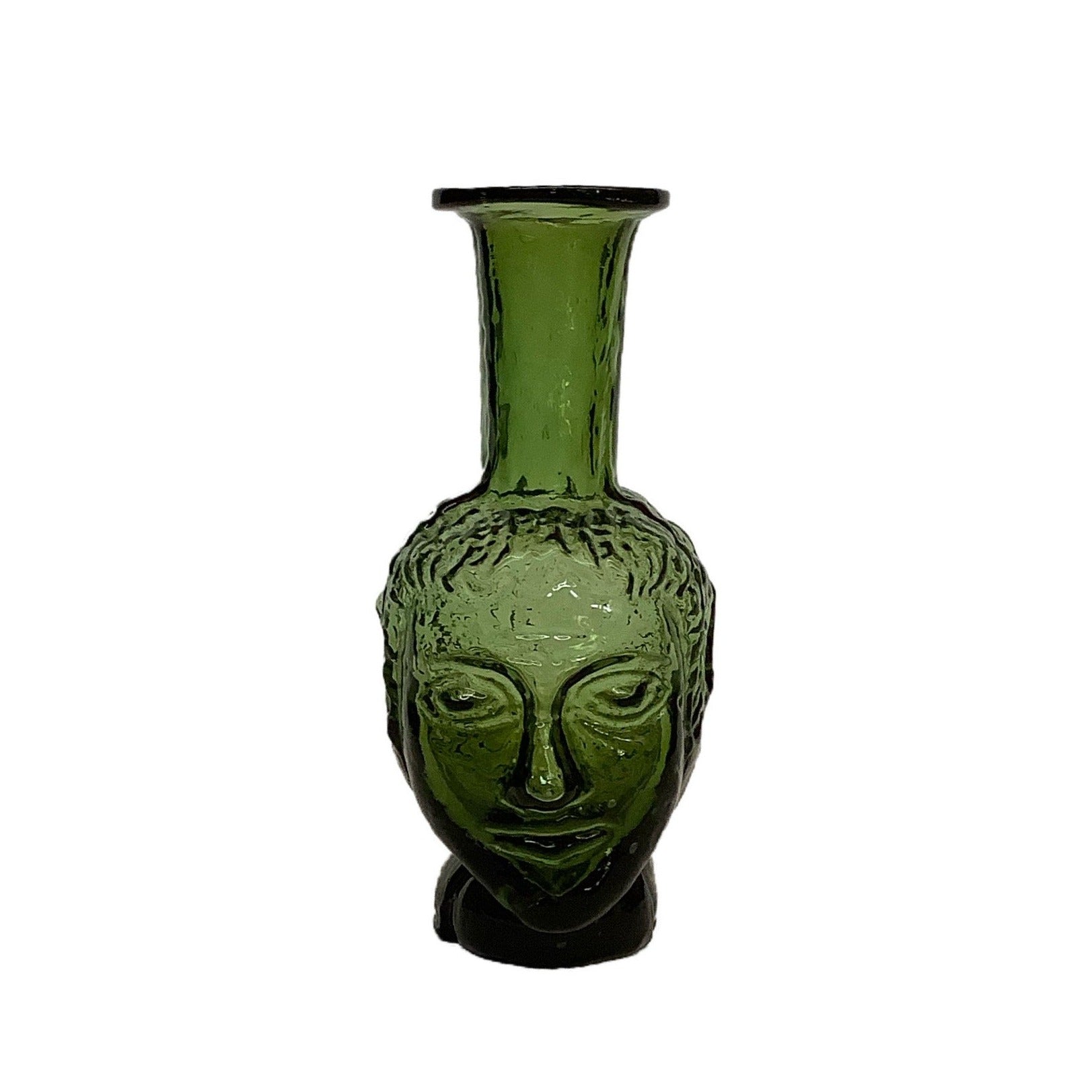 Tête Vase in Olive Glass