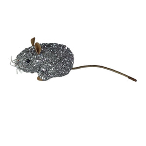 Luxus Beaded Velvet Mouse in New Silver