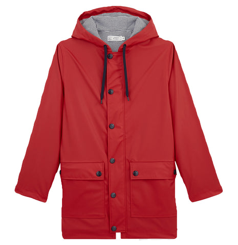 Hooded Rain Jacket in Cardinal
