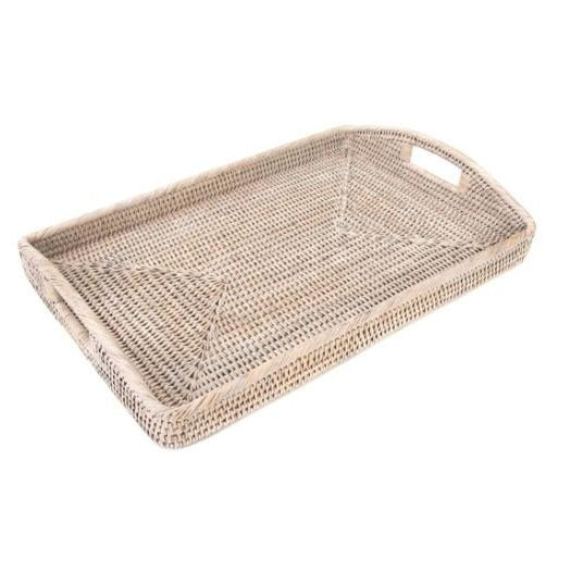 Rectangle Tray with High Handles in Whitewash