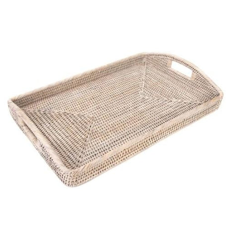 Rectangle Tray with High Handles in Whitewash