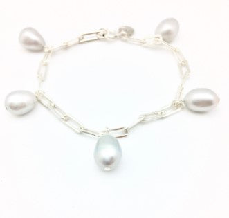 Marie Bracelet in Silver with Light Grey Pearls