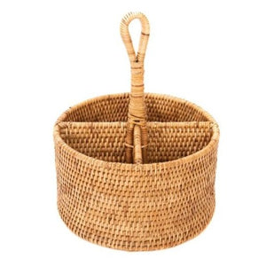 Round Utensil Basket in Honey Brown