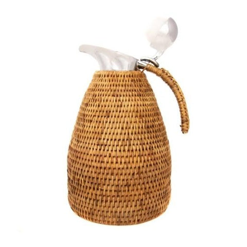 Rattan Thermal Beverage Thermos in Honey Brown