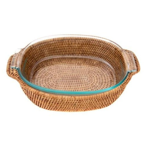 Oval Rattan Wrapped Baker in Honey Brown