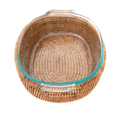 Oval Rattan Wrapped Baker in Honey Brown