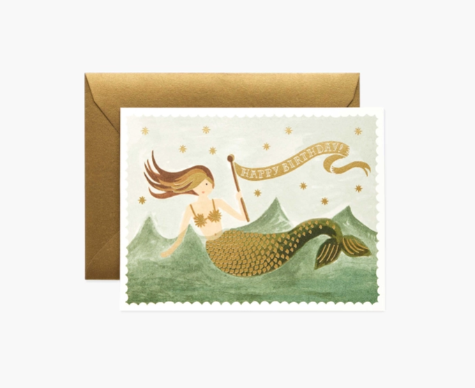 Vintage Mermaid Birthday Card