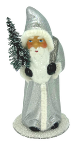 Glittered Santa with Fur Trimmed Coat in Silver