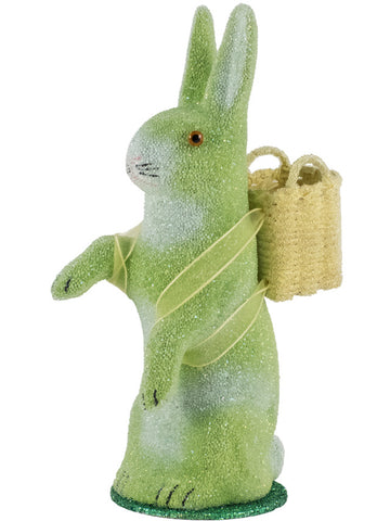 Beaded Bunny with Backpack Basket in Green